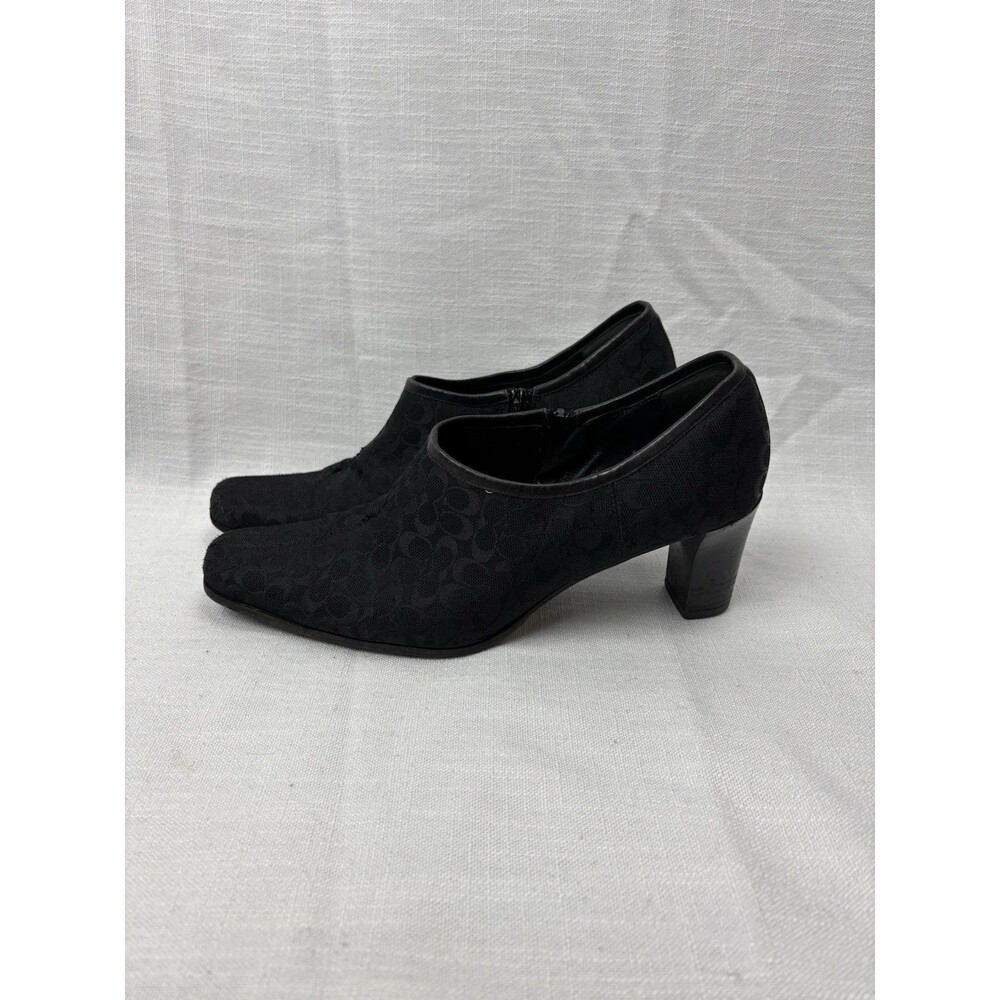 Y2K Vintage Coach Black Canvas Signature C Monogram Mules Heels Women's 8.5